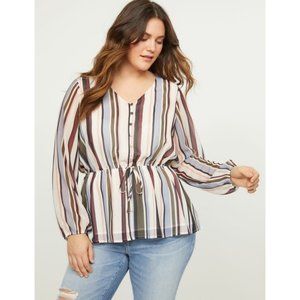 Lane Bryant Womens Vertical Stripe Blouse, Size 22